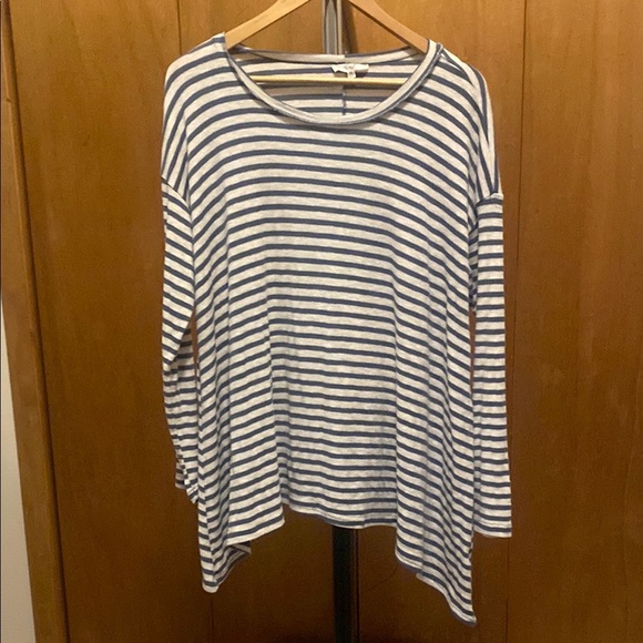 Easel Los Angeles Striped Long Sleeve Top Blue and White  Sz M - Picture 1 of 8